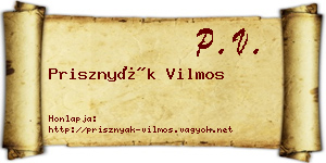 Prisznyák Vilmos névjegykártya